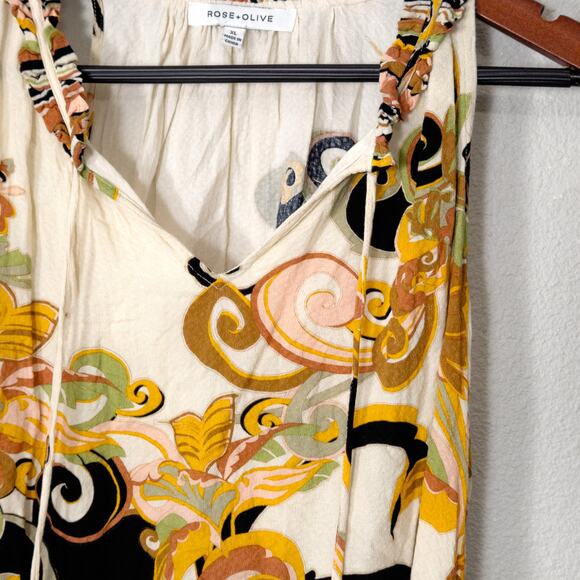 Rose + Olive Women’s Top Boho Chic Psychedelic Print Sleeveless Packable Size XL - Picture 3 of 9